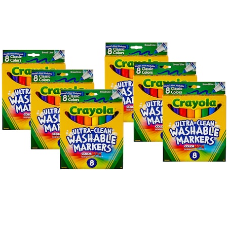 CRAYOLA BIN587808BN Washable Formula Markers, Conical Tip, Classic Colors, PK48