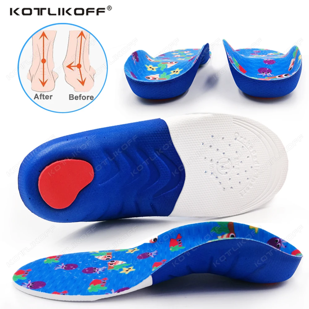 Orthopädische Einlegesohlen für Kinder für Plattfüße, hohe Fußgewölbeunterstützung, Korrektur OX-Beine, Valgus, Hufeisen, Fußpflege, tiefe Körbchen, Schuhe, Sohlen, Pads Image