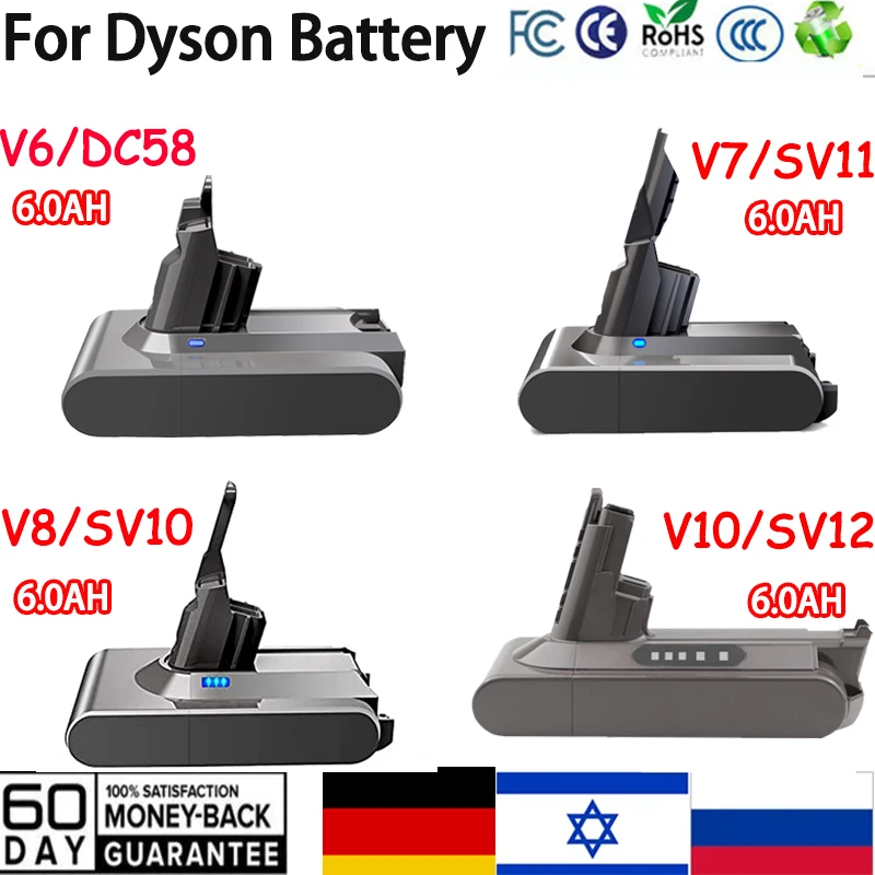 21,6 V Für Dyson Batterie V6 V7 V8 V10 SV09 SV11 SV10 SV12 DC59 Absolute Fluffy Animal Pro Staubsauger wiederaufladbare Batterien Image