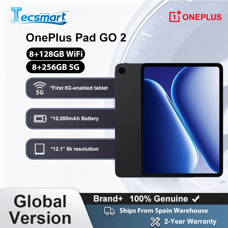 Tablet – OnePlus Pad GO 2 8+128 GB WiFi, 8+256 5G, 12,1 Zoll 2,8k-Display, 10.050 mAh 33 W, OxygenOS 16, Wi-Fi 6, Bluetooth 5.4 Image