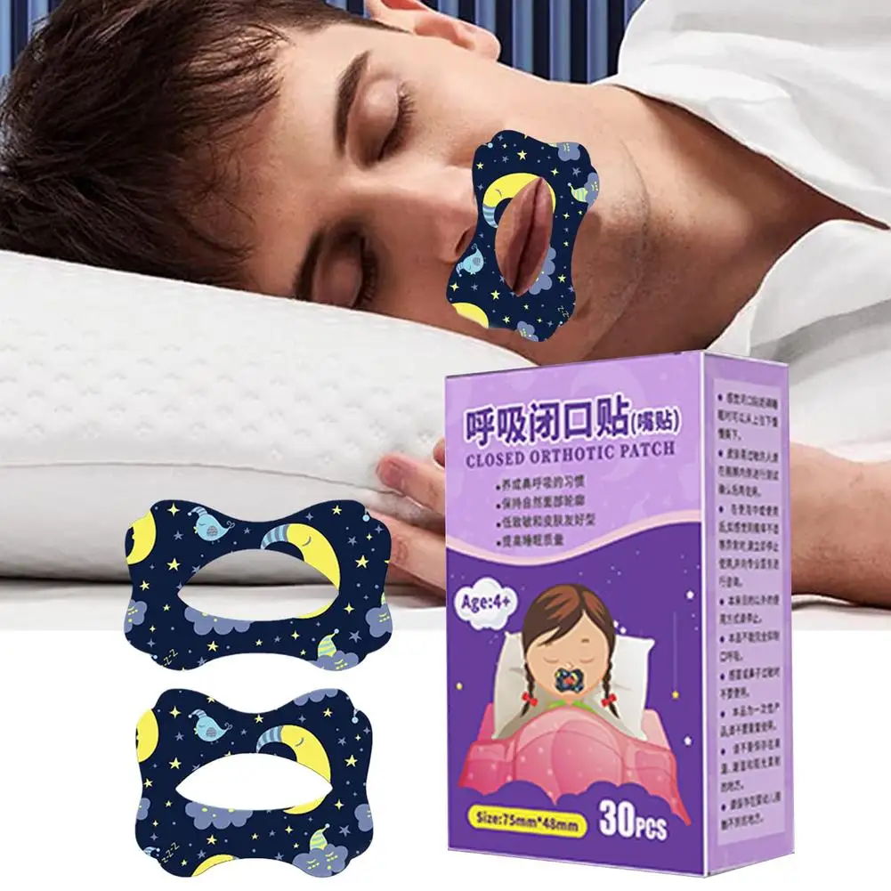 30er-Pack Anti-Schnarch-Aufkleber für Kinder und Erwachsene, stoppt das Schnarchen, verbessert das Schlafen, besserer Atem, Nachtschlaf, Mundorthese Image
