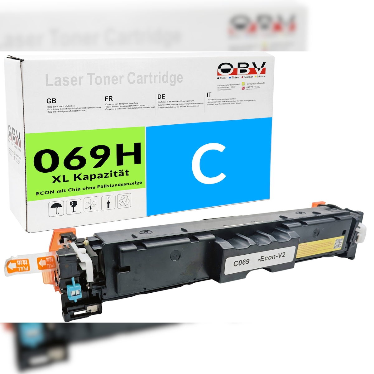Kompatibel 069H OBV Toner ersetzt Canon 069 für LBP-673Cdw LBP-674 MF753 MF756 MF751 MF752Cdw MF754Cdw ohne Füllstandsanzeige - cyan Image