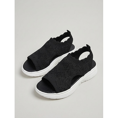 Rosa Strick-Sportsandalen für Damen – atmungsaktive, offene Slipper zum Hineinschlüpfen, leichte und bequeme Sandalen zum Spazierengehen, ideal für Reisen, Gartenarbeit, Urlaub und Alltag. Image