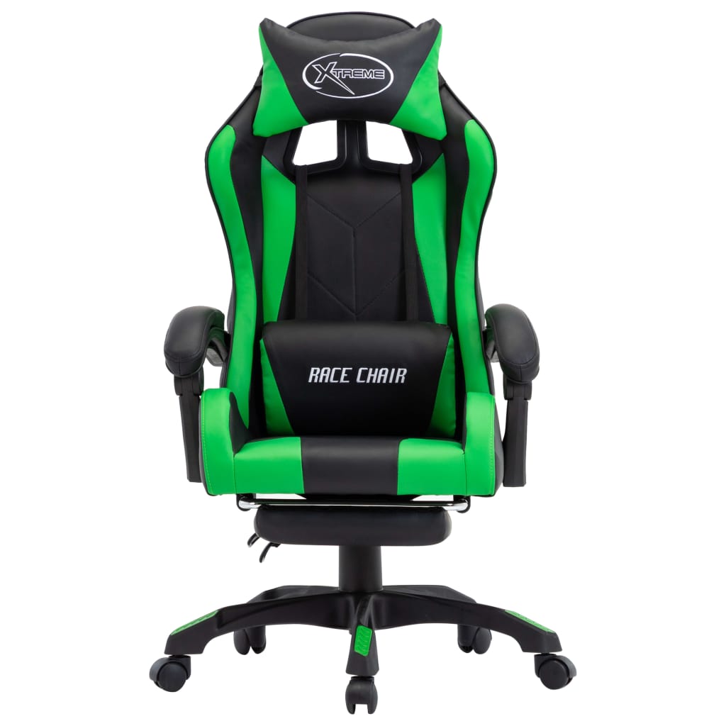 Maison Exclusive - Sedia Da Gaming Con Poggiapiedi Verde E Nera In Similpelle