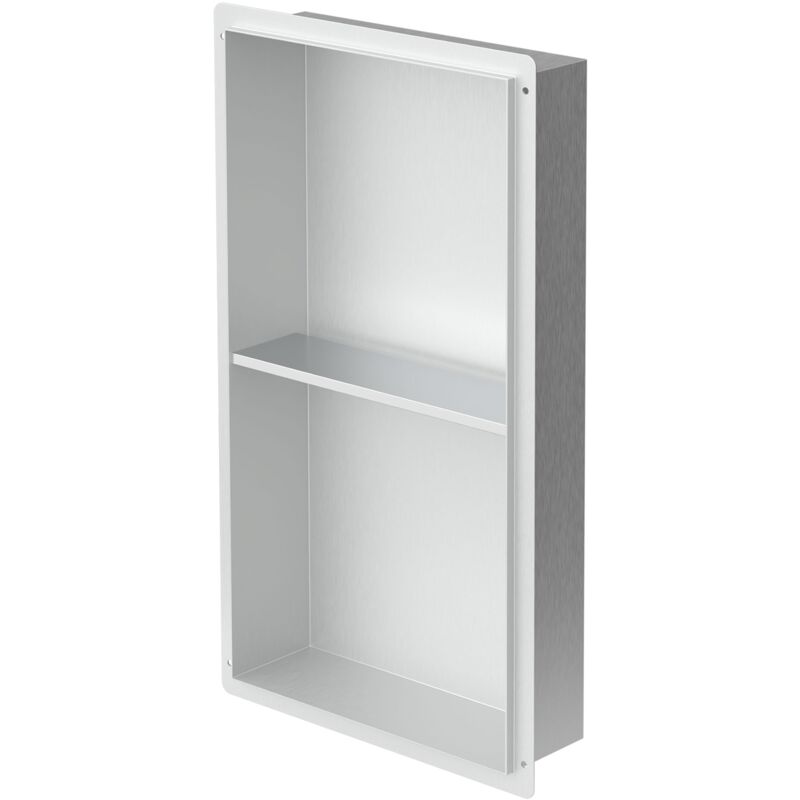 Nicchia A Parete In Acciaio Inossidabile Con 2 Ripiani 30x60x10 Cm Argento Nicchia Per Doccia Senza Telaio Ripiano Doppio Incorporato Nicchia Piastrellabile Per Bagno Mensola Per Doccia - Luxebath