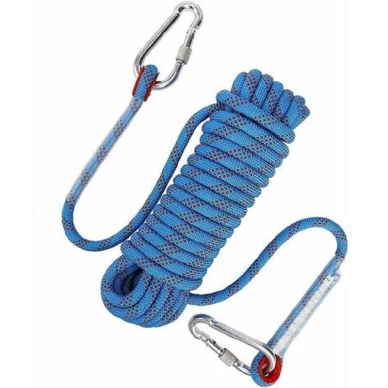 Corda Da Arrampicata In Nylon Ad Alta Resistenza Da 10 Mm, Corda Di Sicurezza Da Arrampicata Da 15 M, Corda Di Fuga Con 2 Moschettoni, Corda Per Soccorso E Antincendio All'aperto, Alpinismo