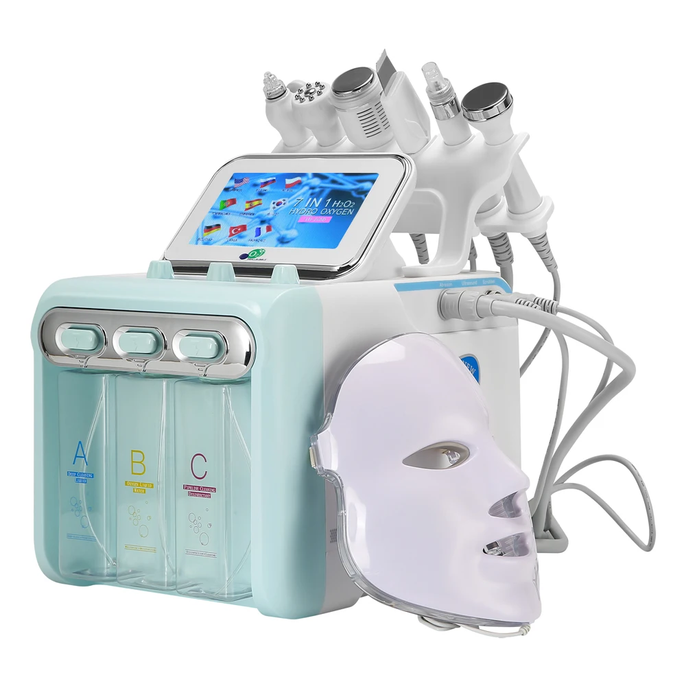 Neue 7-in-1-Wasserstoff-Sauerstoff-Kleine Blase Bio-Lifting-Schönheitsmaschine Facelifting Dermabrasionsgerät Hautwäscher Gesichts-Spa Image