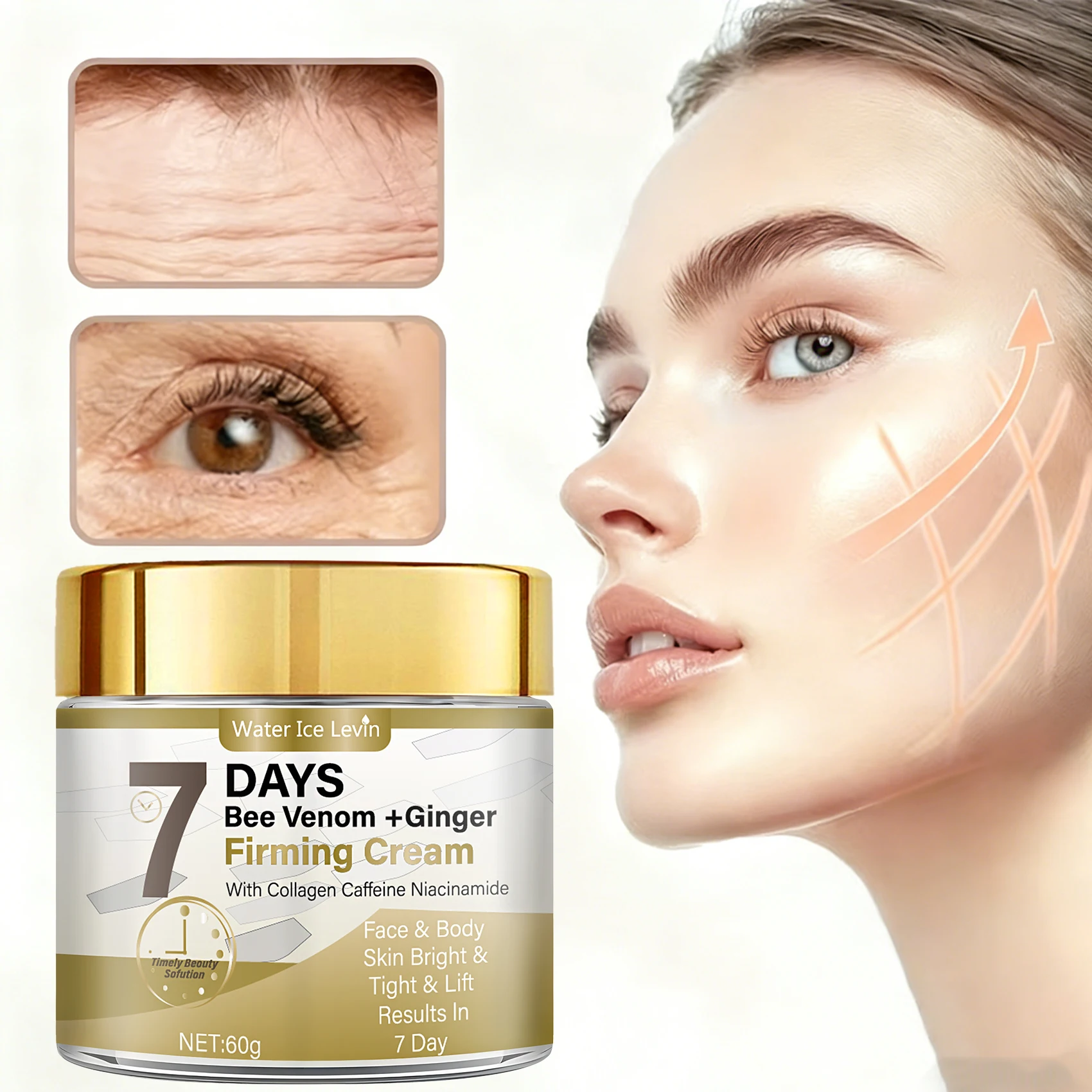 Bienengift Ingwer Straffende Creme mit Kollagen, Koffein und Niacinamid-Boost Aufhellend, straffend und liftend für Gesicht und Körper. Sichtbare 7-Tage-Ergebnisse. Image