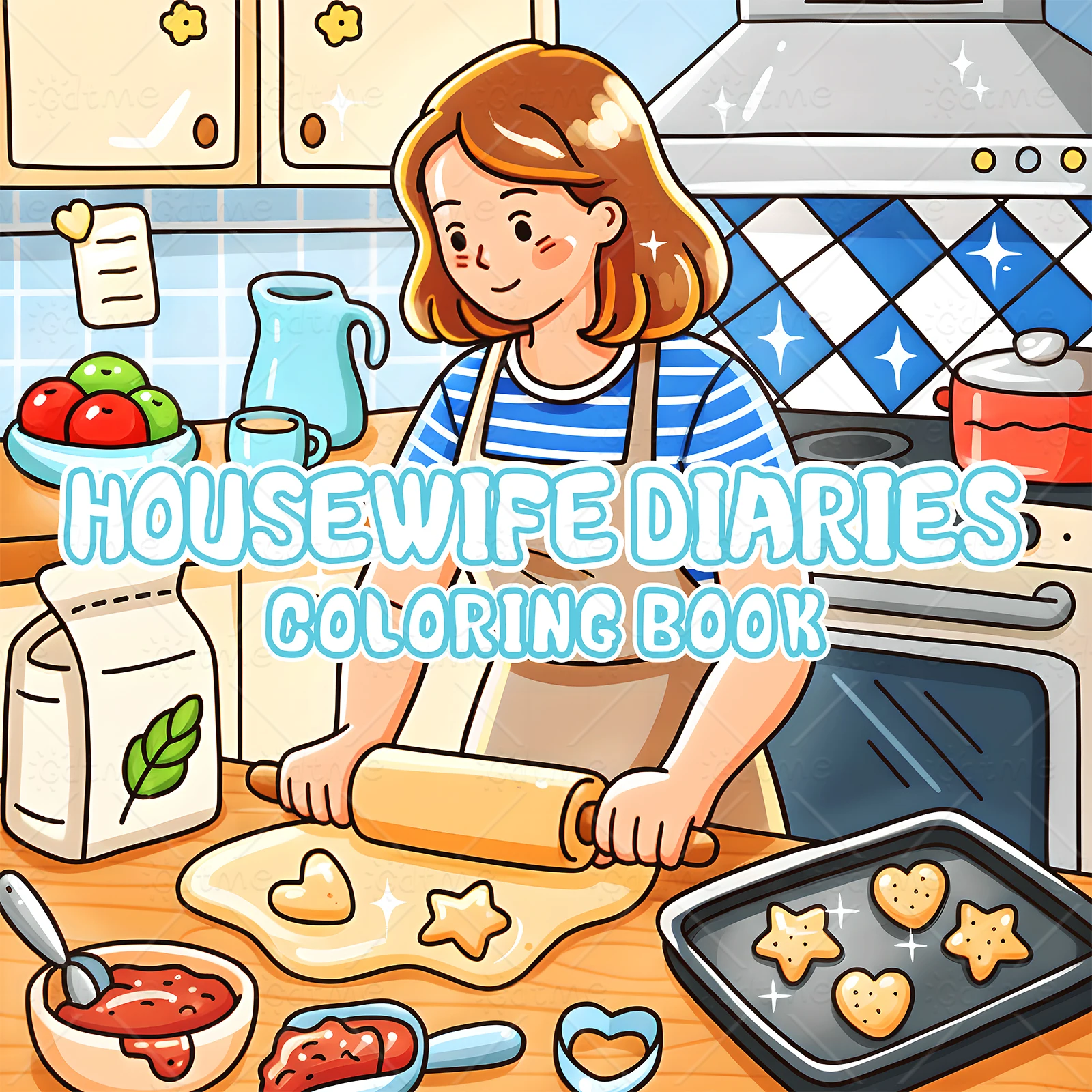 HOUSEWIFE DIARIES Malbuch für Erwachsene mit niedlichen, gemütlichen täglichen Aktivitäten zur Entspannung (Cozy Spaces Coloring) Image