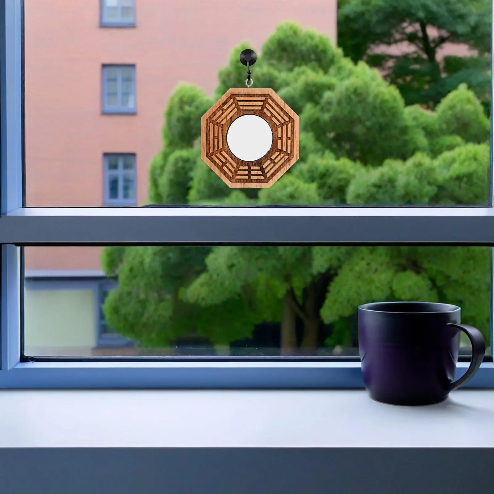 Handgefertigter Hölzerner Bagua-Konvexspiegel-Anhänger Feng Shui Türhänger für Heim-Schutz, Reichtum und Glück