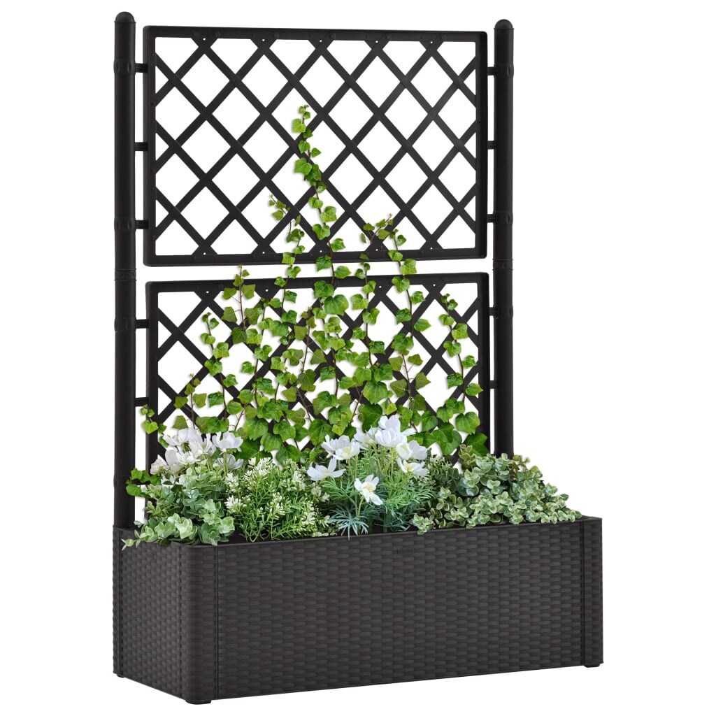 vidaXL Garten-Hochbeet mit Spalier Selbstbewässerungssystem Anthrazit Image