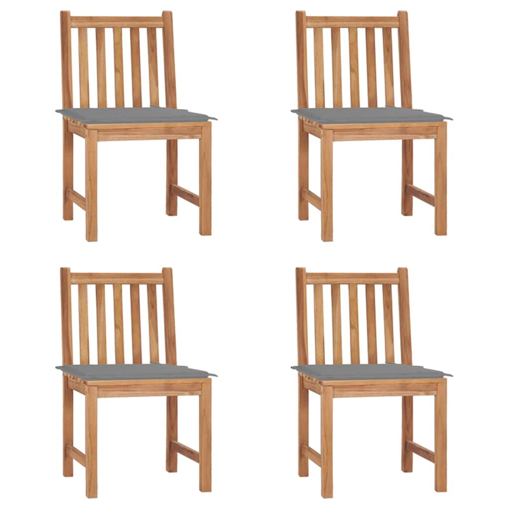 vidaXL Gartenstühle 4 Stk. mit Kissen Massivholz Teak Image