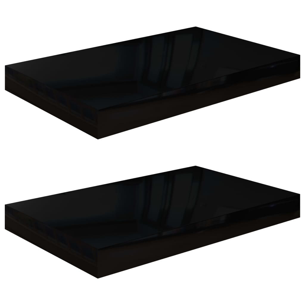 vidaXL Schweberegale 2 Stk. Hochglanz-Schwarz 40x23x3,8 cm MDF Image