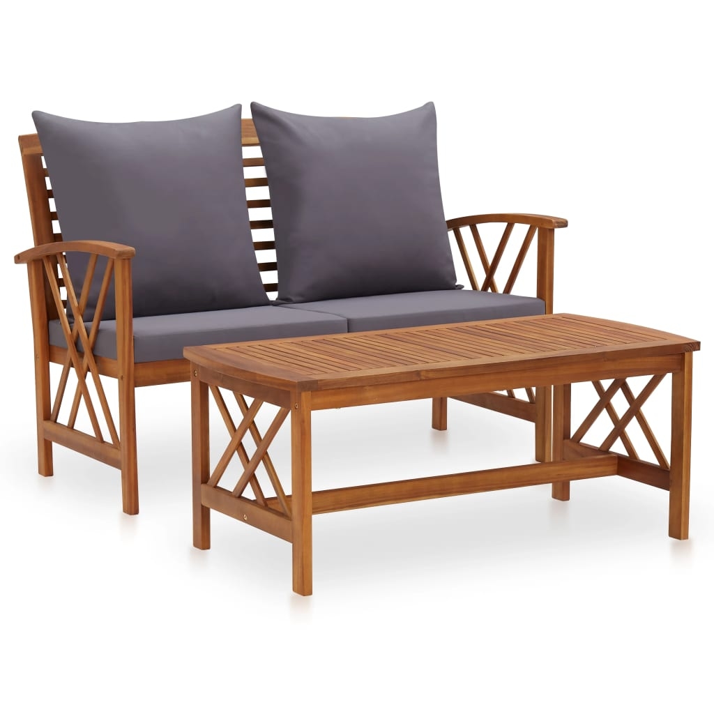 vidaXL 2-tlg. Garten-Lounge-Set mit Auflagen Massivholz Akazie Image