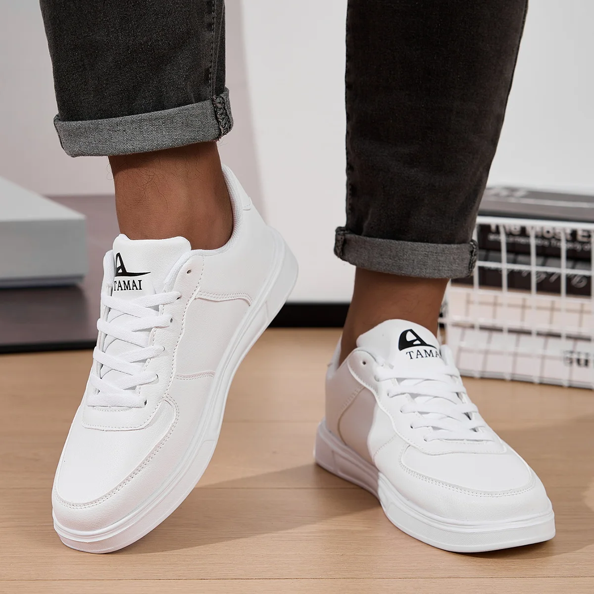 Leder Männer Weiße Turnschuhe Atmungsaktive Skateboard Schuhe Herren Outdoor Walking Laufschuhe Paar Casual Schuhe Größe 36-45