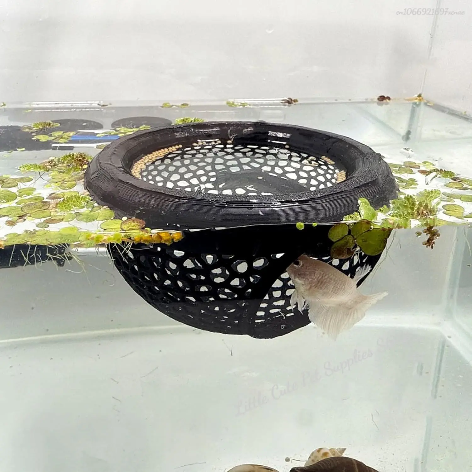 Aqaurium Floating Cave Fish Shrimp Hideout Shelter 3-in-1-Hängematten-Fütterungsring und Ruhefleck für Betta Small Aquatic Pets Image
