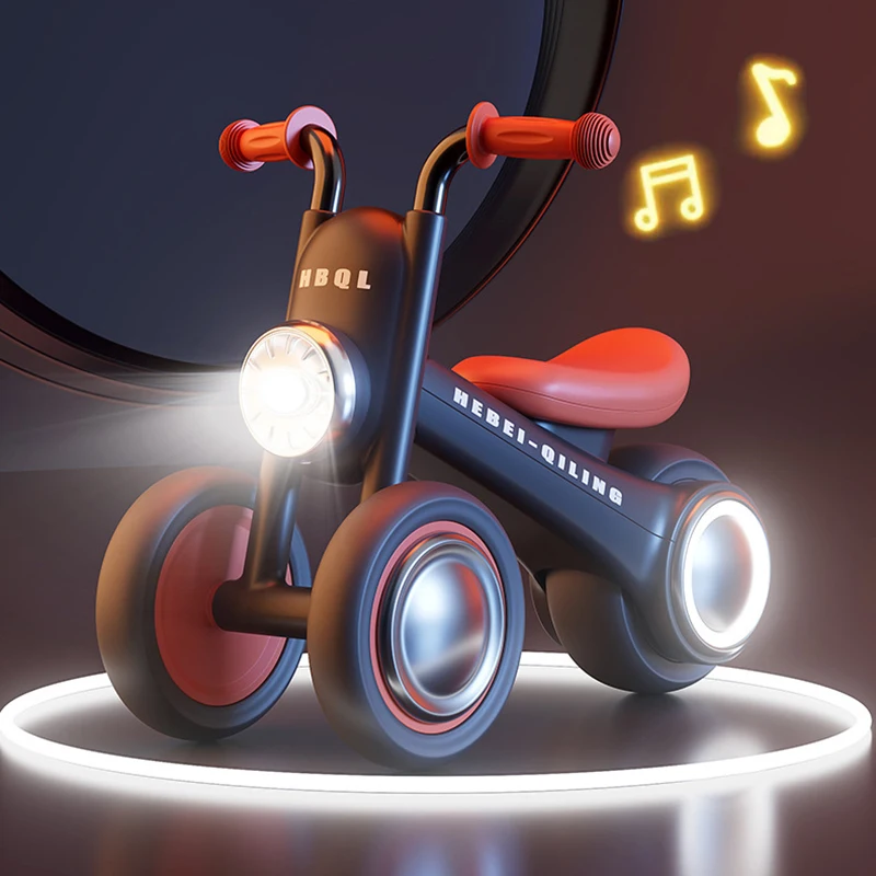 Kinderlaufrad ohne Pedale, Kleinkind-Laufrad mit LED-Frontlichtern, Musik, geräuscharmen Anti-Rollover-Rädern für Babys von 1 bis 3 Jahren Image
