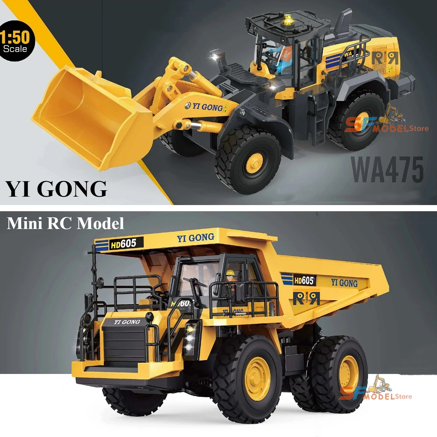 Yi Gong 1/50 RC Lader Bagger Bergbau-LKW Sandsiebmaschine Straßenwalze Modell Mini-Baufahrzeug Spielzeug Hobbys 2026 Neu Image
