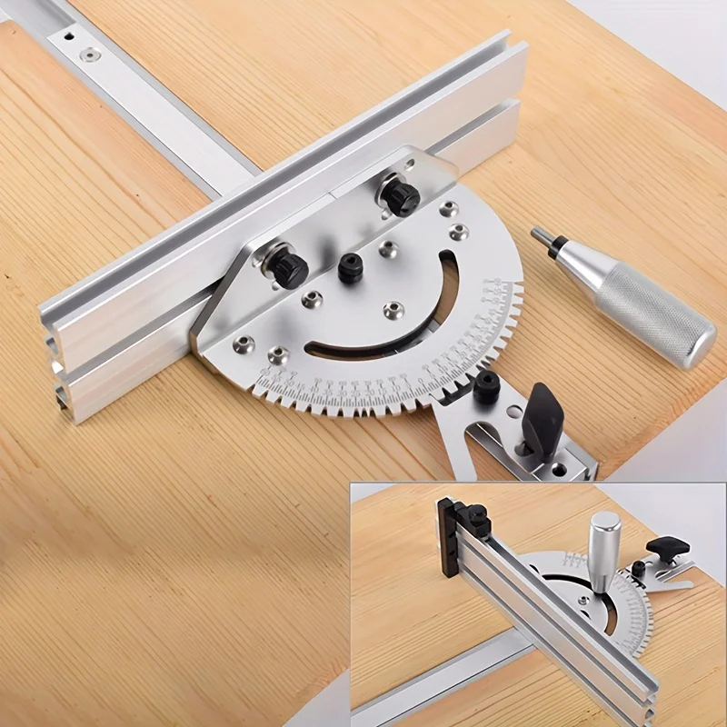 Präzisions-Gehrungslehre-Set, 27-Positionen-Winkelstopper, mit Zaun- und Begrenzungsstopper – für kompatible 3/4-Zoll-x3/8-Tischkreissägen, DIY-Desktop Image