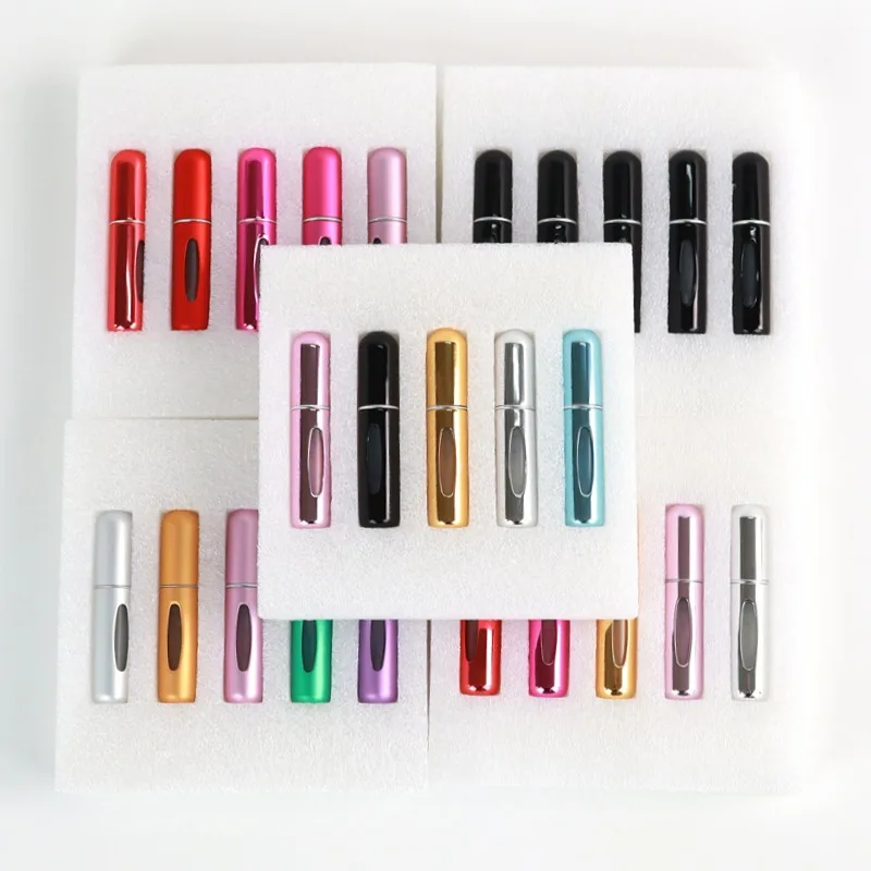 Heiße Neue Tragbare 5 stücke 5 ml Nachfüllbare Parfüm Flasche Sets Nachfüllen Spray Pumpe Leere Zerstäuber Leere Kosmetische Behälter reise Geschenk Image