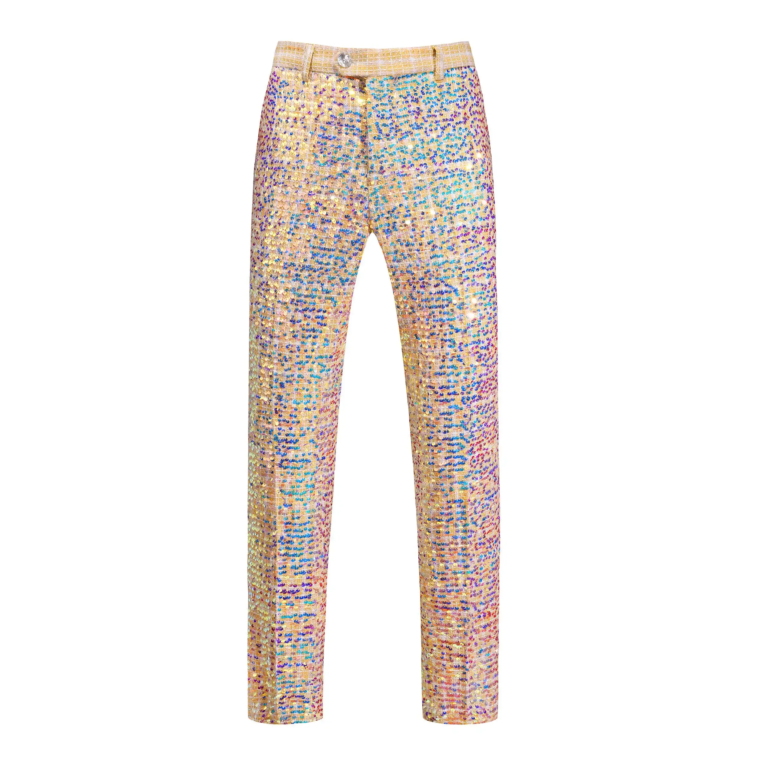2024 neue Koreanische Version der Mode Schlanke Pailletten Anzug Hosen für Männer Gerade Casual Formale männer Hosen Gold (29/M-40/6XL)