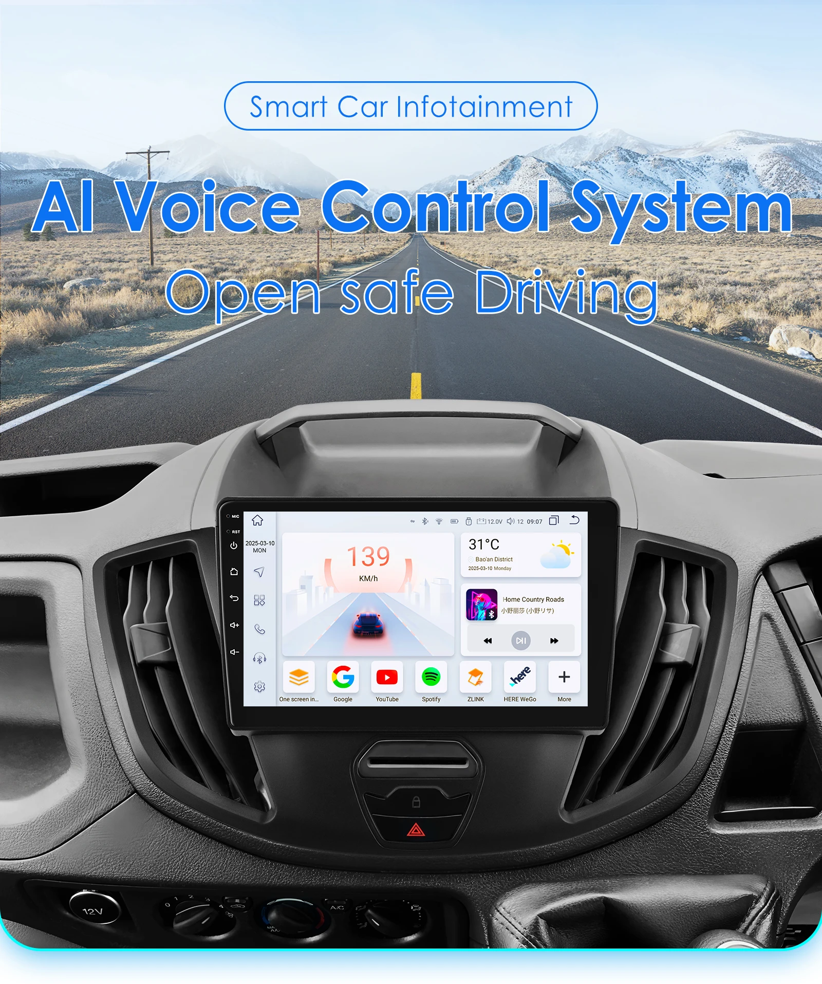 9-Zoll-Android-14-Autoradio für Ford Transit 2015 2016 2017 2018 Multimedia-Player Carplay Android Auto Stereo GPS 360-Kamera Bildschirm Image