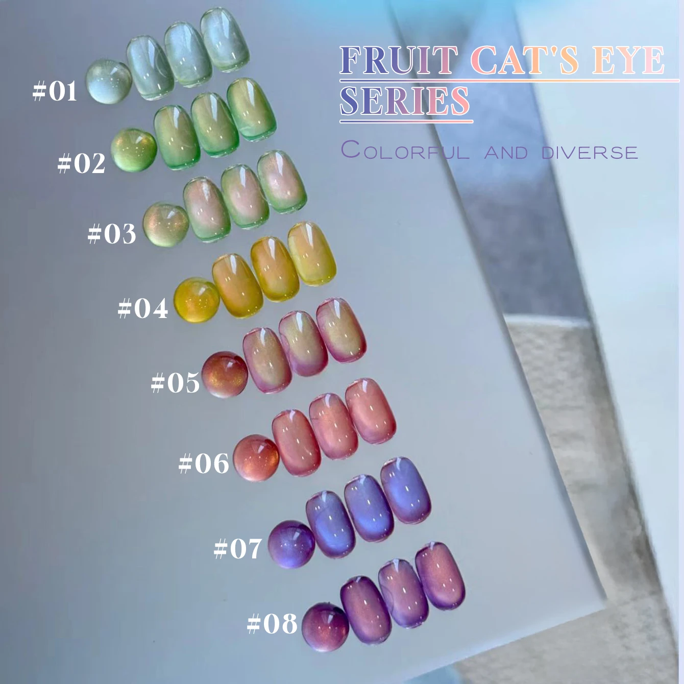 MAINEL 1 Stück 12ML Sommer-Frucht-Serie Katzenauge-Gel-Nagellack Eis-Transparenter Gel-Lack Rosa Nägel Nagelzubehör Image