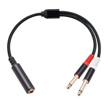 30cm 6.35mm Female Adapter to 2x6.35mm Stereo Male Audio Socket Adapter Cable 1/4 Female to Dual 1/4 Male 6.35mm
