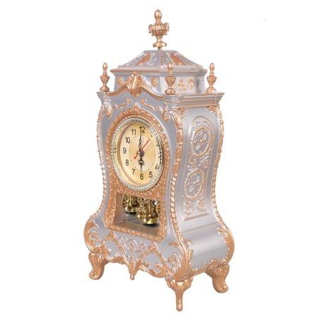 Youthyao Vintage Musical Chimes Table Clock with Pendulum Classical European DesignG1ftAntique Mantels Clock With Melodies Hourly Chimes Vintage Homes Desktop Decors