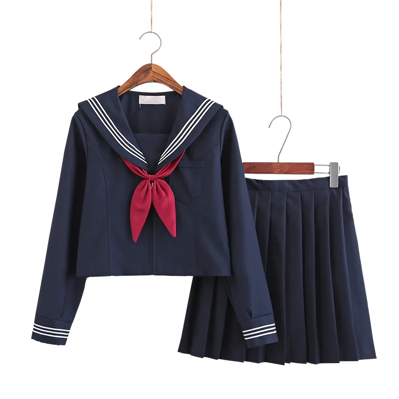Große Größe S-5XL 8 Größen japanische JK-Uniformen Schulkleider für Mädchen Marineblaue Matrosenanzugjacke Mittelschuluniformen Anzüge