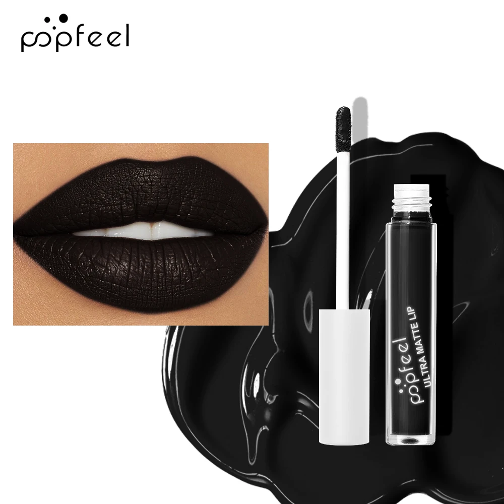 POPFEEL Hallowmas Lip Makeup Kit Schwarzer Lippenstift Schwarzer Lipgloss Matter Lippenstift Langlebig Image