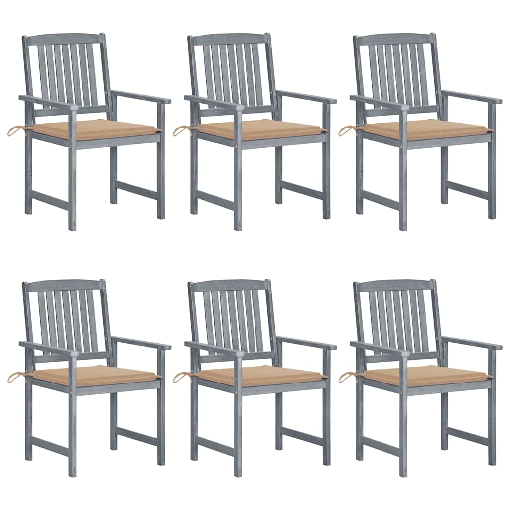 vidaXL Gartenstühle mit Kissen 6 Stk. Massivholz Akazie Grau Image