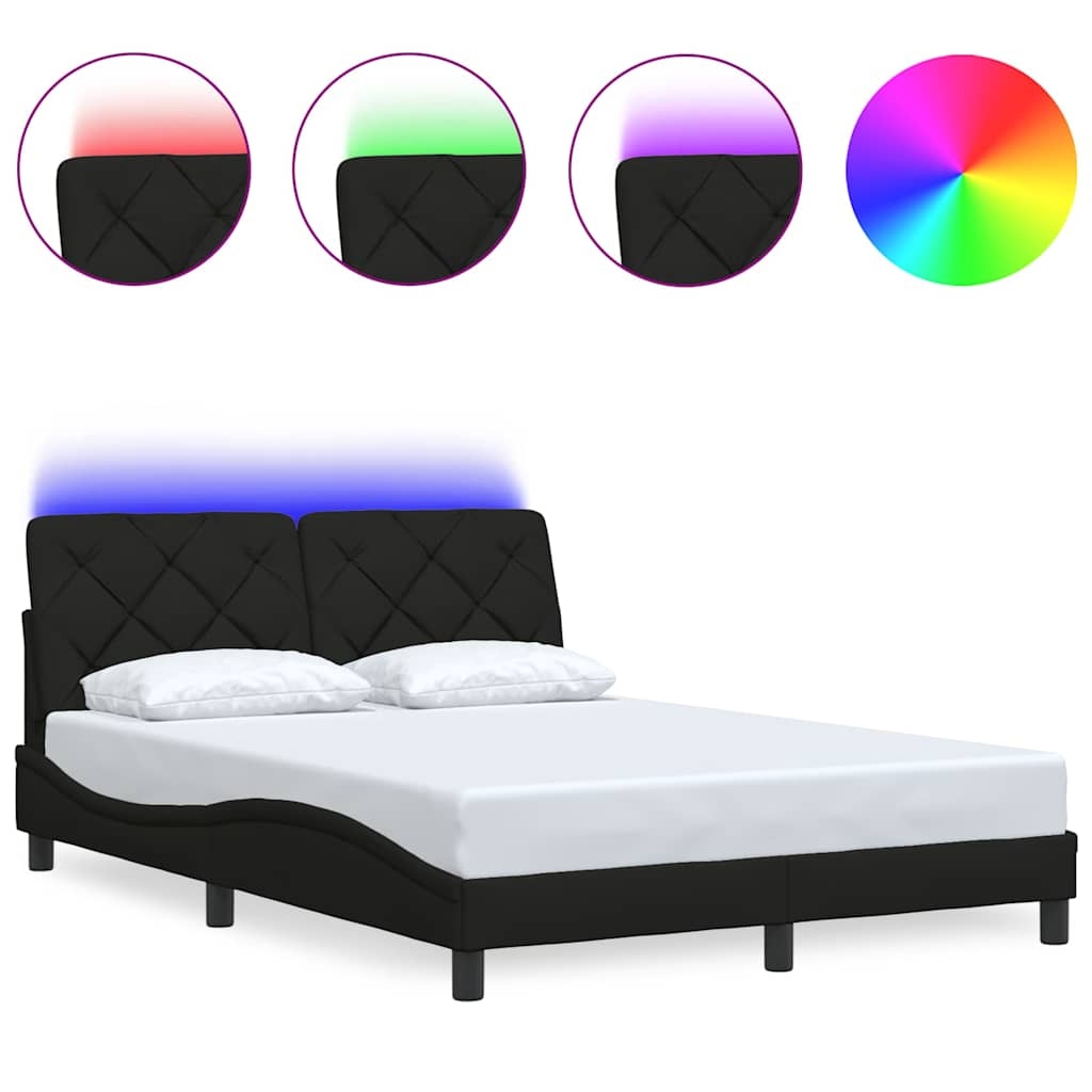 vidaXL Bettgestell mit LED ohne Matratze Schwarz 140x190 cm Stoff Image