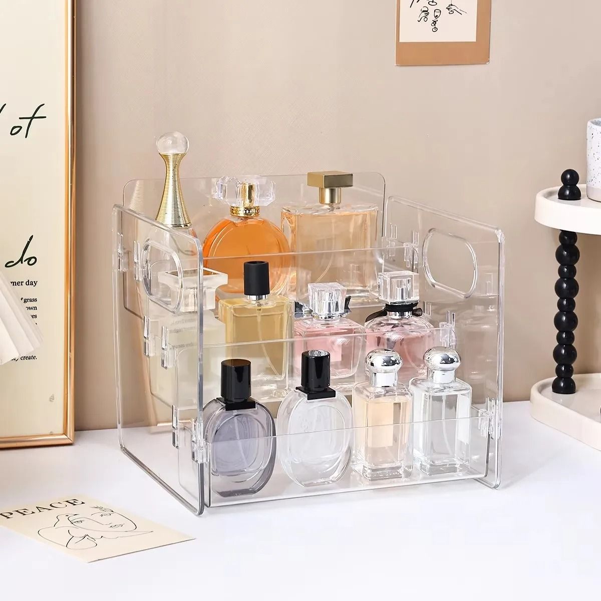 Acrylic 3 Tier Perfume Display Stand Clear Cosmetic Organizer Shelf Acrylic 3 Tier Perfume Display Stand Clear Cosmetic Organizer Shelf