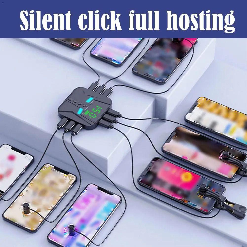 Multi Head Phone Screen Clicker Automatic Grabber With Silent High Speed Clicking For Games And Shopping 6 Clicking Head
