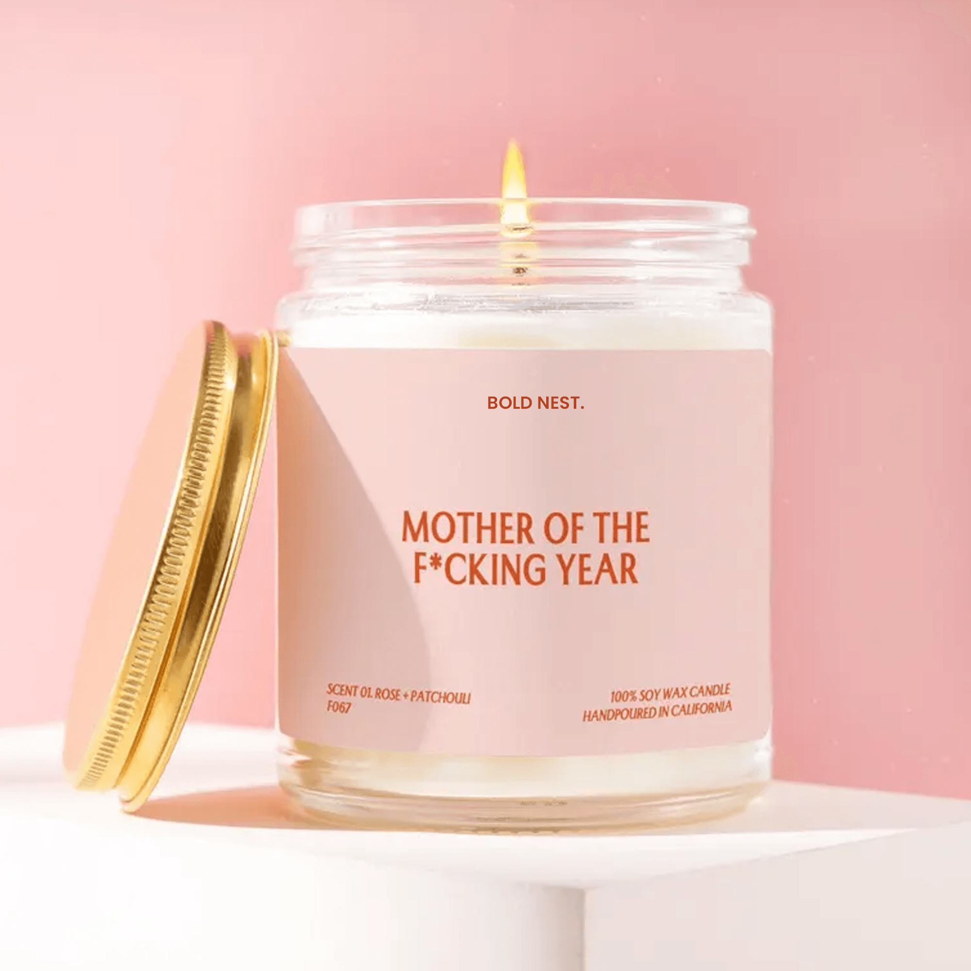 Mom Gift Mother Of The Year Candle For Mother's Day Appreciation Funny Unique Holiday Birthday Christmas Handmade clear Jar comfort Spice