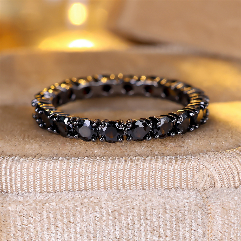 Elegant Black Zircon Engagement Ring For Women Promise & Wedding Jewelry black 7
