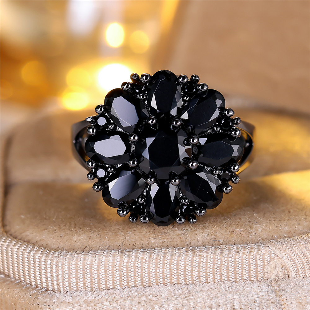 Midnight Promise Black Zircon Engagement Ring For Women black 9