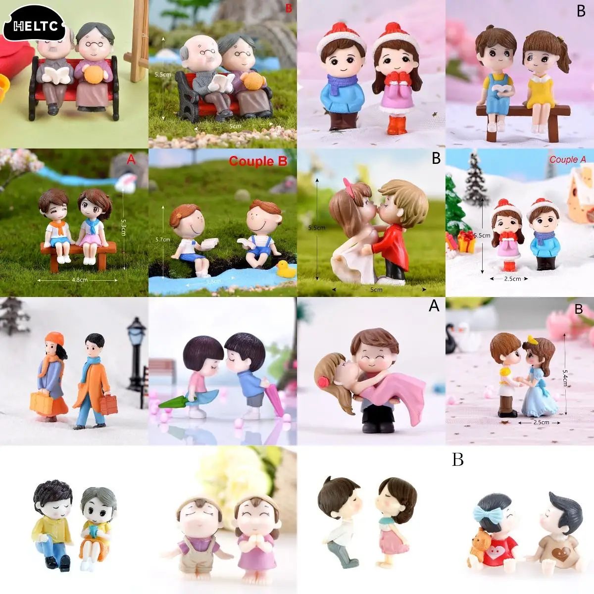 Fairy Garden Miniatures Couple Set With Tree Bench Whimsical Miniature Garden Decor For Terrariums & DIY Landscapes 7