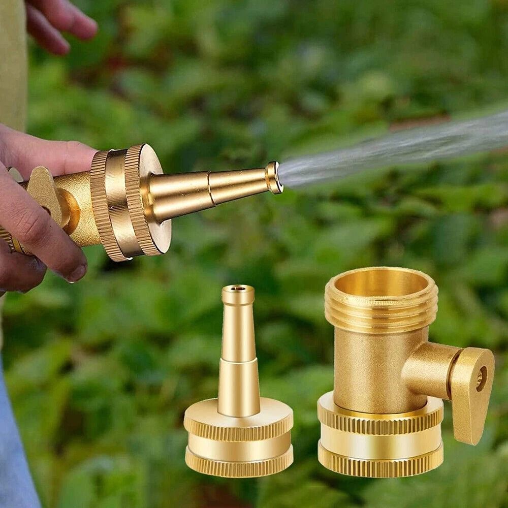 Heavy Duty Brass Garden Hose Shut Off Valve GHT Connector 4 Piece Set Heavy Duty Brass Garden Hose Shut Off Valve GHT Connector 4 Piece Set