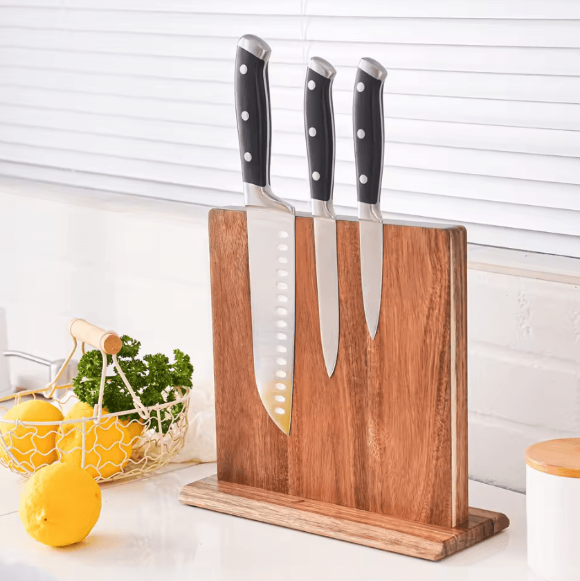 Acacia Wood Magnetic Knife Block Strong Magnet Kitchen Knife Holder Stand Acacia Wood Magnetic Knife Block Strong Magnet Kitchen Knife Holder Stand