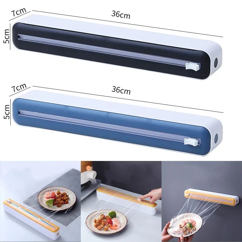 Magnetic Plastic Wrap Dispenser With Built In Cutter & Kitchen Organizer yellow With Magnetic