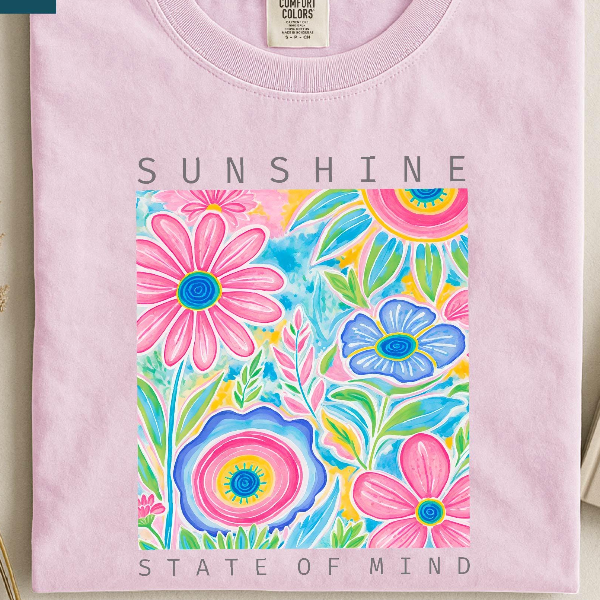 Sunshine State Of Mind Shirt, Trendy Women's Tee, Floral Sweatshirt, Beach T Shirt, Summer Vibes Tee, Comfort Colors T S cream l sweatshirt