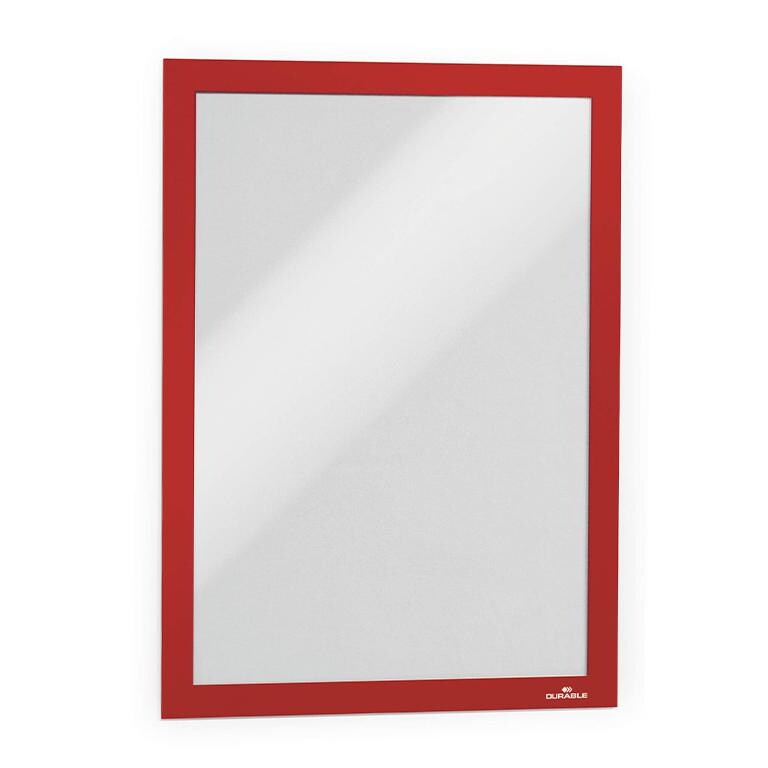 DURABLE DURAFRAME DIN A4 Inforahmen Selbstklebend, Magnetisch Rot Hartfolie 487203 23,4 (B) x 0,6 (T) x 32,6 (H) cm 2 Stück Image