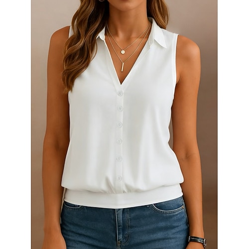 Damen Tank Top Einfach Mode Stilvoll Klassisch Ärmellos V Ausschnitt Normale Oberteile Lässig Täglich Ausgehen Blau Schwarz Weiß Rosa Rote Sommer Frühling Image