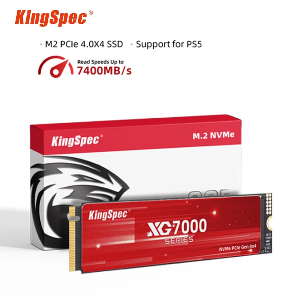 KingSpec PCIe4.0 M.2 NVMe SSD 1 TB 2 TB 4 TB 8 TB PS5 Gaming 7400 MB/S Internes Solid-State-Laufwerk M Key 2280 SSD für Content Creators Image