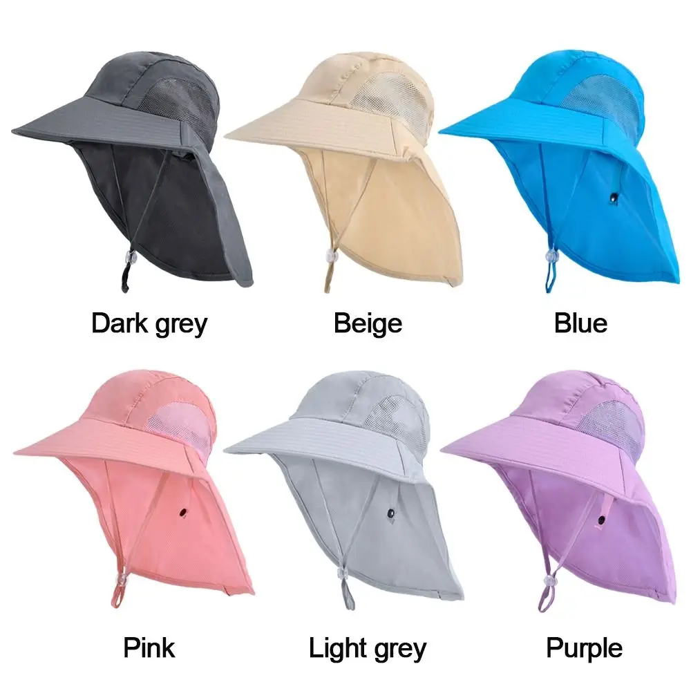 Junge Mädchen Kinder Sommer Eimer Hüte UV-Schutz Outdoor Strand Sonnenhut Junge Mädchen Flap Cap Einstellbare Breite Krempe Kappe Image