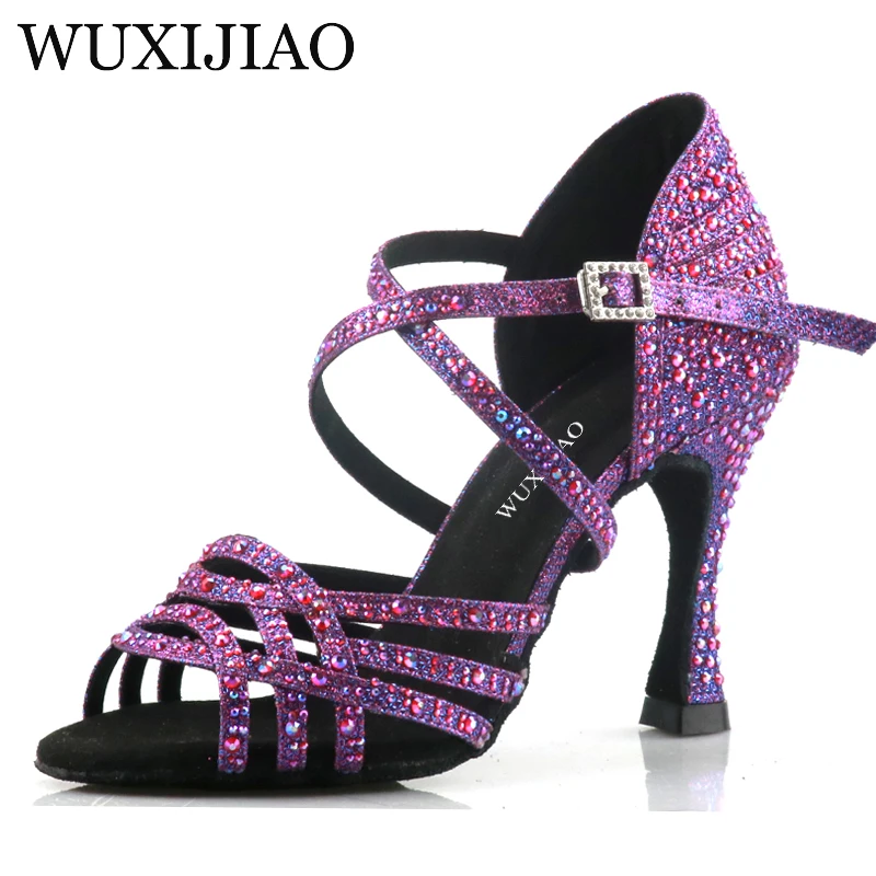 Wuxi Frauen lila Latin Tanz schuhe neue Tanz schuhe einzigartiges Design Salsa Schuhe Diamant Sandalen
