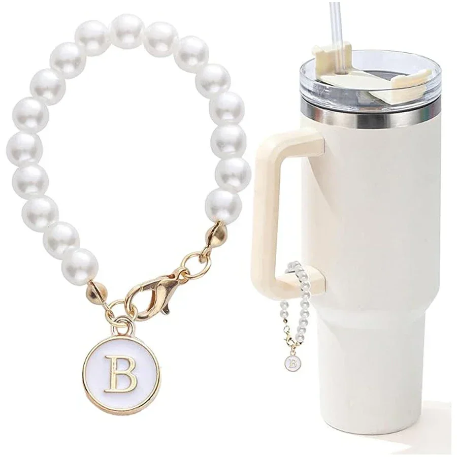 Buchstabenanhänger für Stanley Cup, Perlenkette, Zubehör für Griff, Wasserflaschenbecher, personalisierte Anfangsname-ID-Dekorationen Image
