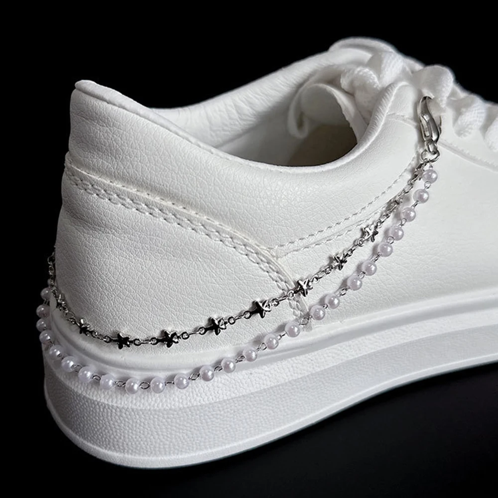 Metall Perle Kette Gold/Silber Leinwand Bord Schuhe Schnallen Dekoration Herz Stern Schuh Kreative Schmuck Schuh Kette Croc Charms neue